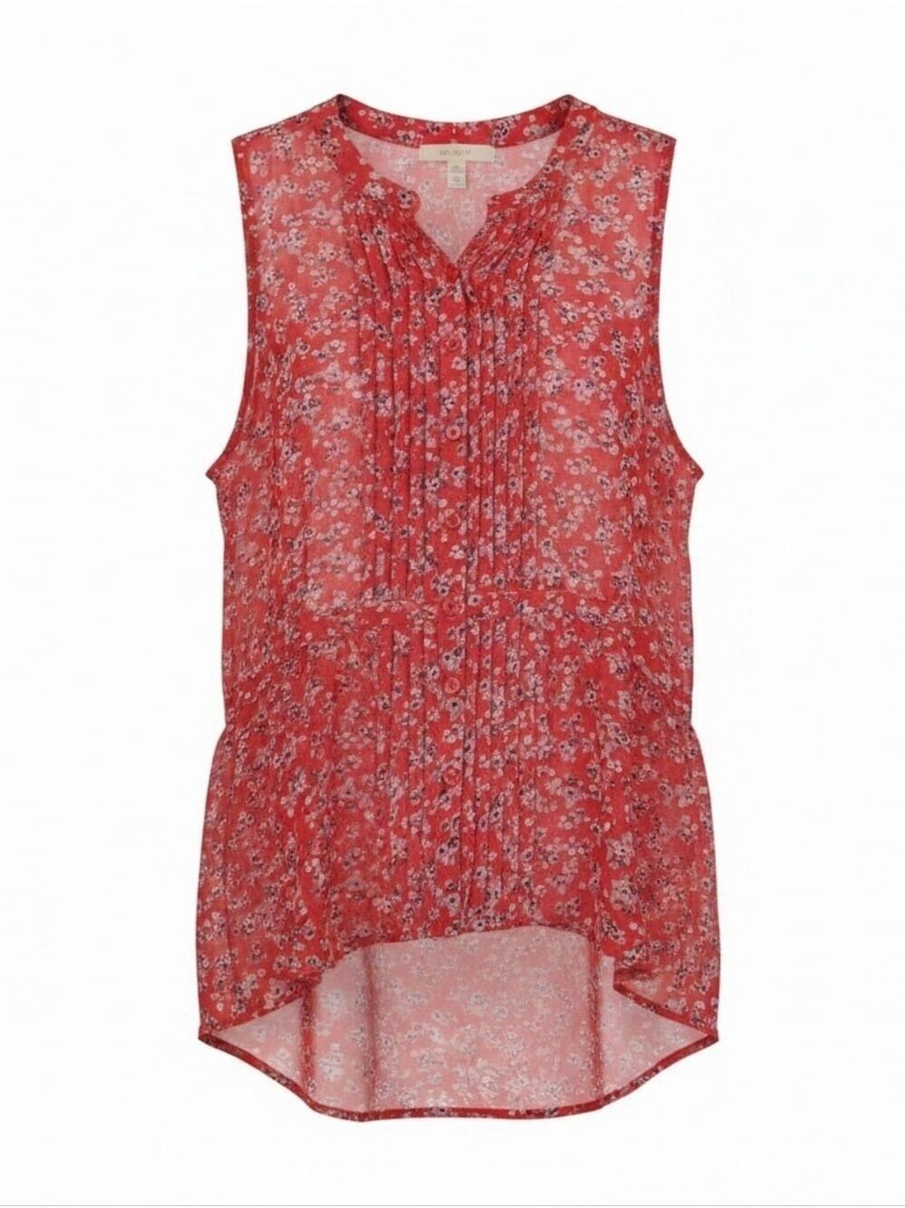 Frenchi Red Floral Pintuck High-Low Camisole Women's Size Large